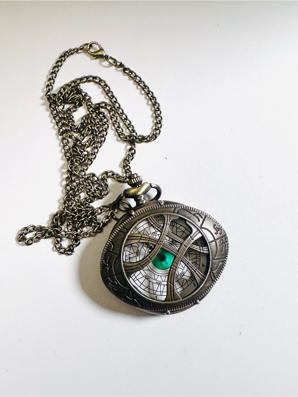 Marvel Inspired 🟢🔮 DOCTOR STRANGE EYE OF AGAMOTTO POCKET WATCH UNTESTED